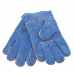 Перчатки спилковые пятипалые синие укороченные